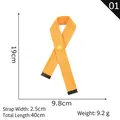 Orange woven cotton luggage strap keychain with yellow button and metal end caps - 01 Orange Folded Strap