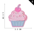 Embroidered cupcake patch with pink icing, beads and cherry detail, 6.0 x 5.0 cm size - Cupcake Style (8)