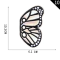 Black and white butterfly embroidery patch with iridescent texture 10.3cm x 6.1cm - Black White Holographic Butterfly Wing Style (10)