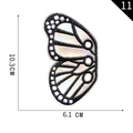 Holographic butterfly embroidery patch with black stitching and three eyelets for shoe laces - Holographic White Polka Dot Butterfly Wing Style (11)