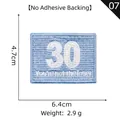 Sky blue number 30 embroidered patch with white thread, 6.4x4.7cm sew-on badge - Number 30 Blue (07)