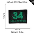 Embroidered number 34 black rectangular fabric patch without adhesive backing - Number 34 Black (08)