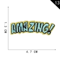Amazing! embroidery patch with teal text and yellow border for DIY clothing decor - AMAZING! Lettering (13)