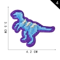 Blue and purple dinosaur embroidery patch sticker, size 3.5cm by 4.2cm for clothing DIY - T-Rex Style (4)