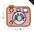 Pink camera embroidery patch with Take a Smile text and colorful stitch details - Camera Style (11)