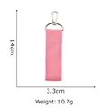 Pink woven cotton keychain strap with silver metal carabiner and measurement lines - 13 Pink Webbing Lanyard