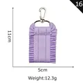 Lavender purple canvas ribbon keychain with frill edge and silver carabiner, 11cm length - Purple Ruffle Charm (16)
