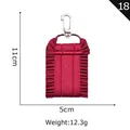 Burgundy pleated canvas keychain with silver carabiner, weight 12.3g and size 11x5cm - 18 Red Ruffle Charm
