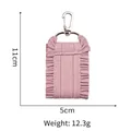 Pink ruffled fabric keychain pendant for luggage with rose gold hook and D-ring - 19 Pink Ruffle Charm