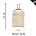 Minimalist beige ruffled canvas keychain with silver spring clasp and 11cm length - 20 Beige Ruffle Charm