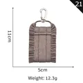 Dark grey canvas keychain pendant with ruffled edges and silver swivel snap hook - 21 Gray Ruffle Charm