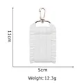 White pleated canvas strap keychain with silver lobster clasp and minimalist textile texture - White Ruffle Charm (22)