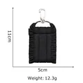 Minimalist black ruffled canvas key ring pouch with silver carabiner and size markings - 23 Black Ruffle Charm