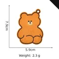 Brown bear embroidered canvas tag for luggage with detailed size and weight specs - 24 Bear Cartoon Charm