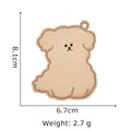 Puppy shaped embroidered canvas keychain charm in beige color, size 8.1x6.7cm - 25 Dog Cartoon Charm