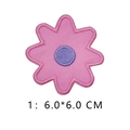 Pink floral embroidery patch with purple center, 6x6cm round flower badge accessory - Pink Purple Floral Style (1) / 6.0*6.0 CM