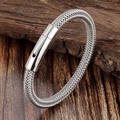 Pulsera minimalista de acero inoxidable trenzado para hombre con cierre magnético - Estilo B (b19CM) / 19cm