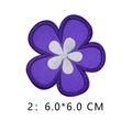 Deep purple floral embroidery patch with white center and 6cm size dimensions - Dark Purple Five-petal Flower Style (2) / 6.0*6.0 CM