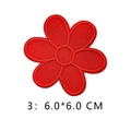 Red flower embroidered patch for clothing DIY crafts, size 6.0x6.0 cm, floral design - Red Six-petal Flower Style (3) / 6.0*6.0 CM