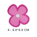 Pink floral embroidered patch with white center and deep pink border, 6.0*6.0 CM size - Pink Flower Style (4)