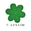 Green floral embroidered patch with detailed stitching, size 3.3x3.3 cm - Emerald Green Six-petal Flower Style (7)
