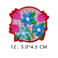 Embroidered pink tulip flower patch in style 12 with red border, size 5.0x4.5 cm - Tulip Combination Style (12)