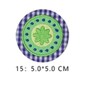 Purple and white checkered round flower embroidery patch, 5.0x5.0 cm size - Green Checkered Flower Style (15)