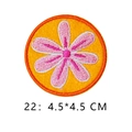 Pink flower embroidery patch with orange background, size 4.5x4.5cm for DIY clothing - Pink Six-petal Flower Style (22)