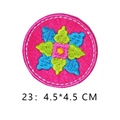 Embroidered 4.5cm round rose red floral patch with colorful flower patterns for clothing - Rose Red Mandala Flower Style (23)