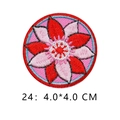 Pink floral circular embroidered patch with 4.0cm diameter for DIY clothing sewing - Red and Pink Petals Style (24)