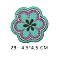 Mint green and purple flower embroidered patch with radial petals in 4.5cm size - Purple and Green Petals Style (29)