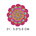 Vibrant 5.0cm circular flower embroidered patch in pink and blue for DIY clothing - Mandala Style Floral (31)