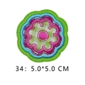 Colorful circular flower embroidery patch in neon green and blue, size 5x5 cm - Colorful Plaid Floral Style (34)