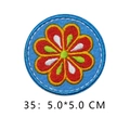 Round floral embroidery patch with colorful flower patterns and merrowed edge - Five-color Floral Style (35)