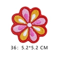 Detailed 5.2cm red floral embroidered patch with yellow and pink petals for DIY - Red Yellow Pink Tri-color Flower Style (36)