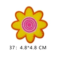 Yellow flower embroidered patch with orange border, 4.8x4.8 cm round floral badge - Eight-petal Flower Style (37)