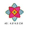 Colorful floral embroidery patch with pink and yellow symmetry, size 4.8x4.8 cm - Mandala Geometric Floral Style (40)
