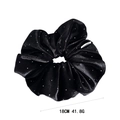 Übergroßer 18cm Samt-Haargummi in Schwarz mit Pailletten und edler, weicher Textur - Schwarz