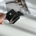 Macro shot of rectangular BB hair clip with gradient rhinestones on branded black card - Gradient Black Gray (Waterdrop Shape)
