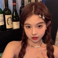 Sparkling rhinestone star hair clip and matching star necklace worn by a fashion model - Star Style / One Pair
