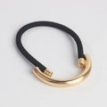 Minimalist elastic hair tie with a polished golden U-shaped metal clip for women - Gold