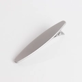 Detail view of the sleek matte silver alloy hair clip with a spring-loaded metal fastener - Simple Solid Style / Silver