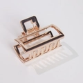 Elegant geometric square rose gold metal hair claw clip with minimalist hollow design - Rose Gold