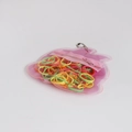 Pink cloud-shaped zipper pouch filled with colorful elastic hair ties and metal bead chain - Pink Cloud Style (Vivid Multicolor Bands)