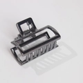 Geometric rectangular hair claw clip in gunmetal grey finish with metallic luster - Gun Black