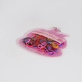 Colorful elastic hair bands set in a translucent pink zipper pouch with metal bead chain - Pink Cloud Style (Mixed Color Bands)