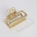 Elegant geometric rectangular hair claw clip in matte rose gold finish alloy metal - Matte Gold