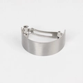 Detail of minimalist arched metal hair clip featuring a fine silver brushed texture surface - Medium / Silver