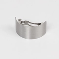 Detail view of the brushed silver metal curved hair clip with a spring mechanism - Wide Version / Silver