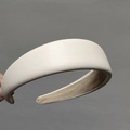 Minimalist cream white PU leather wide headband with elegant lychee texture and soft lining - Cream